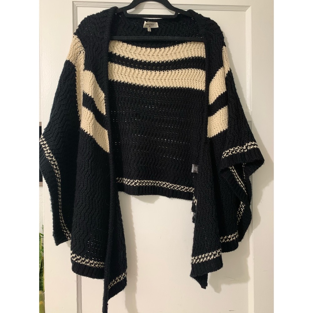 Poncho Cardigan Tan & Black size S/M